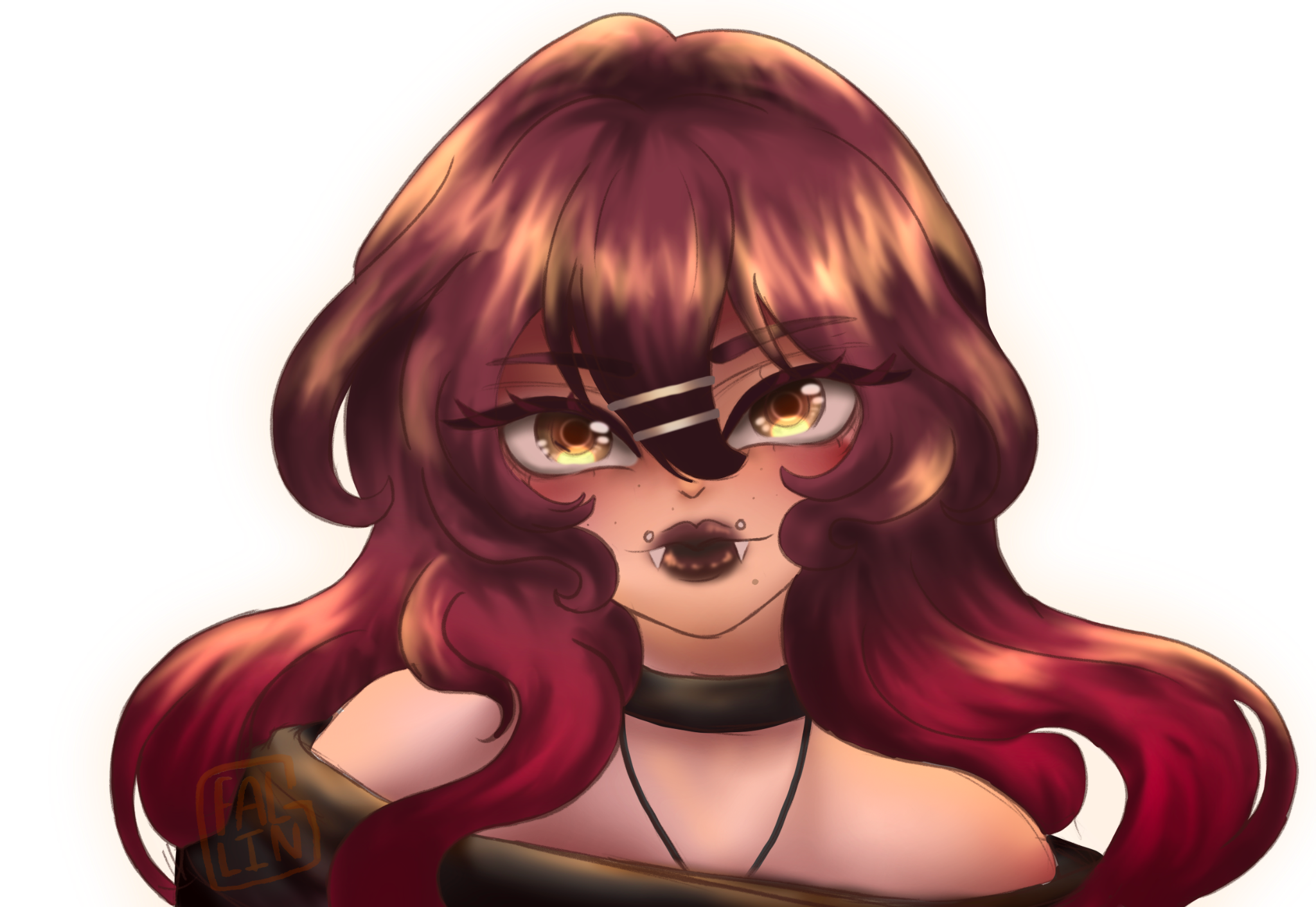 Red-haired chibi character commission